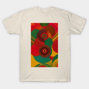 Abstract Circles Red Gold Green T-Shirt